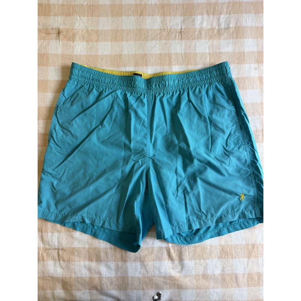 Men Polo Ralph Lauren Pony Traveler Surf Board Swim Trunks Beach Shorts L Blue